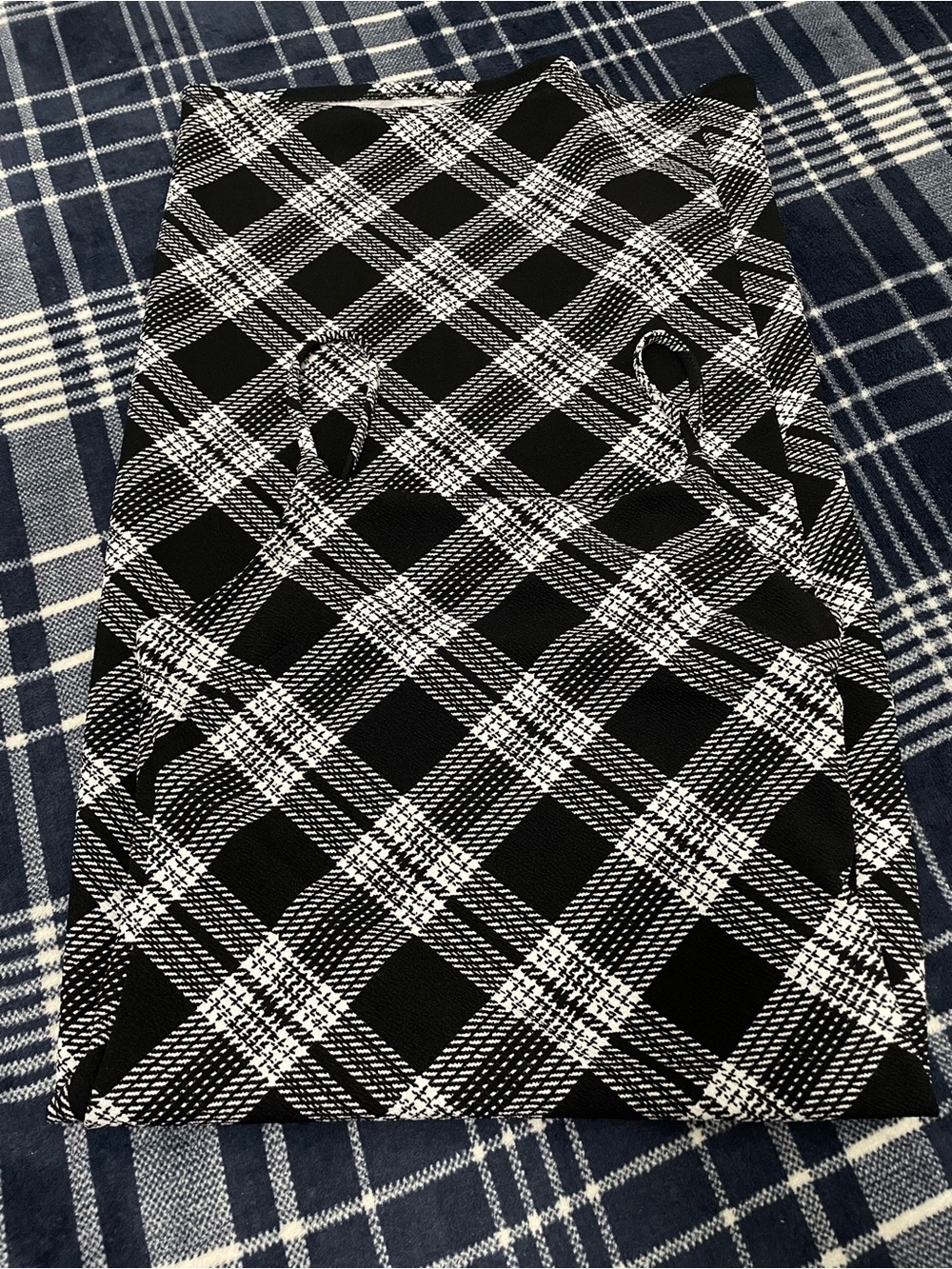 Black & White Plaid Womens Midi Skirt